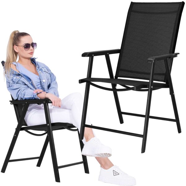 Springos összecsukható kerti Szék 57x69x105cm - Fekete