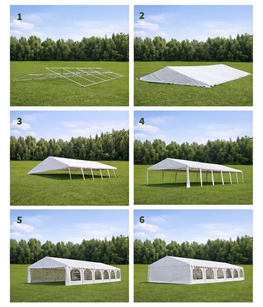 Party sátor 5x8 m STANDARD - tűzálló szín fehér