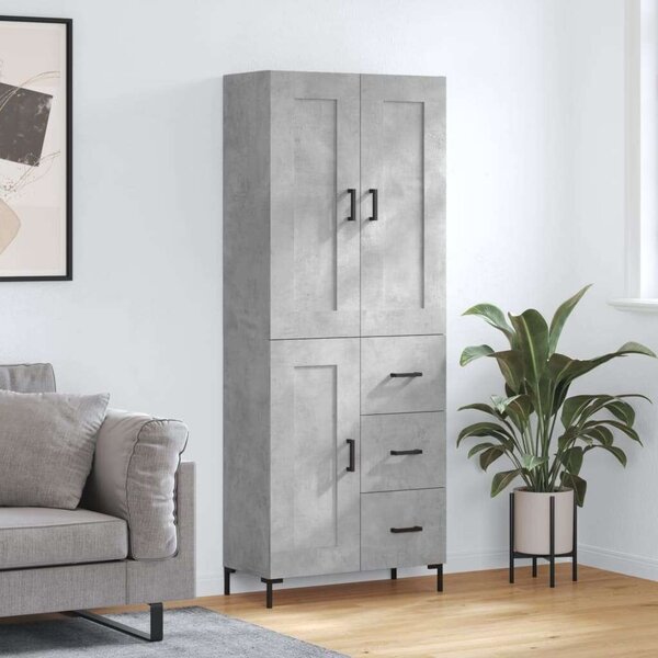 VidaXL betonszürke szerelt fa magasszekrény 69,5 x 34 x 180 cm