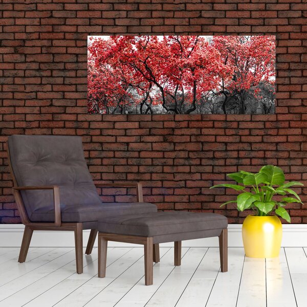 Kép - vörös fák, Central Park, New York (120x50 cm)