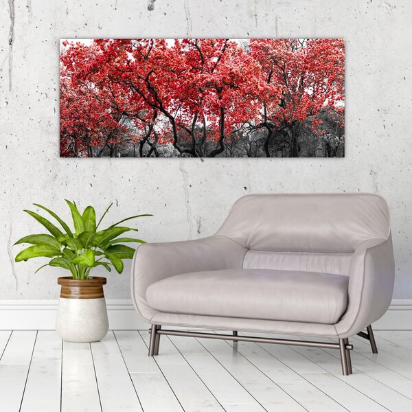Kép - vörös fák, Central Park, New York (120x50 cm)