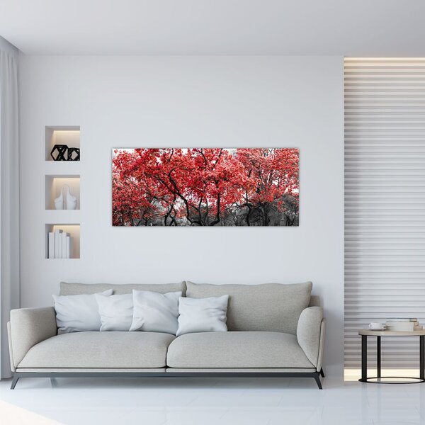 Kép - vörös fák, Central Park, New York (120x50 cm)