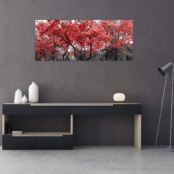 Kép - vörös fák, Central Park, New York (120x50 cm)