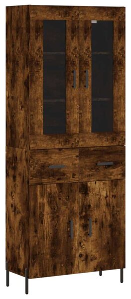 Füstös tölgy színű szerelt fa magasszekrény 69,5 x 34 x 180 cm