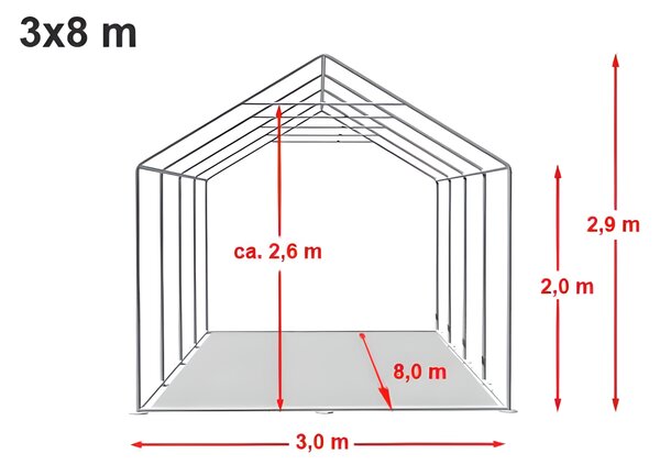 Party sátor 3x8 m PRÉMIUM - tűzálló szín fehér