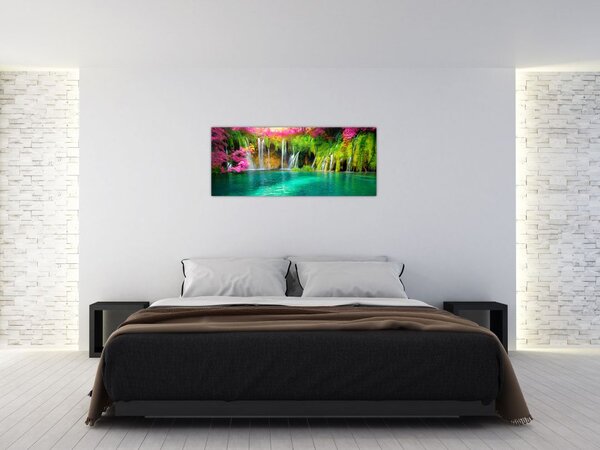 Kép - vízesés, Plitvicei-tavak, Horvátország (120x50 cm)
