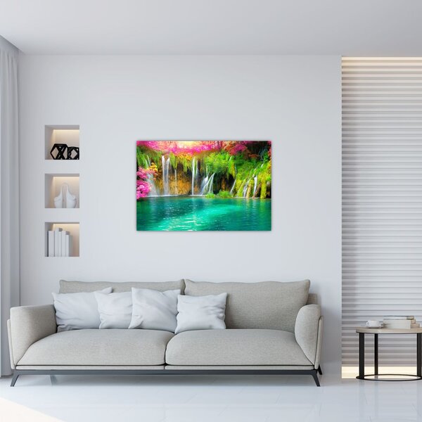 Kép - vízesés, Plitvicei-tavak, Horvátország (90x60 cm)
