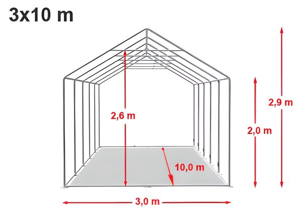 Party sátor 3x10 m PRÉMIUM - tűzálló szín fehér