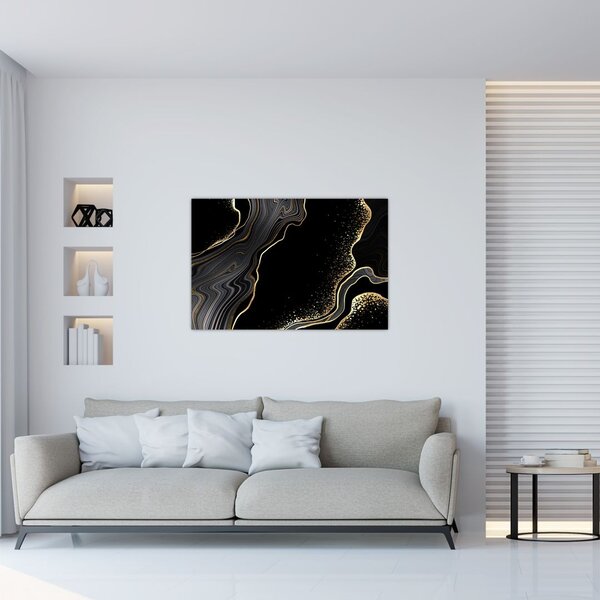 Kép - Fekete és arany márvány (90x60 cm)