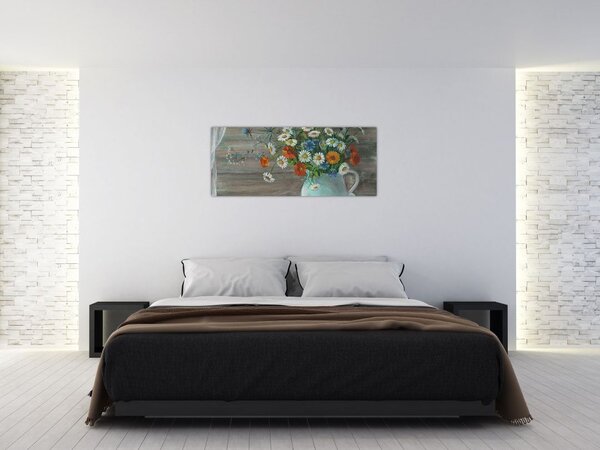 Kép - réti virágok, olajfestmény (120x50 cm)