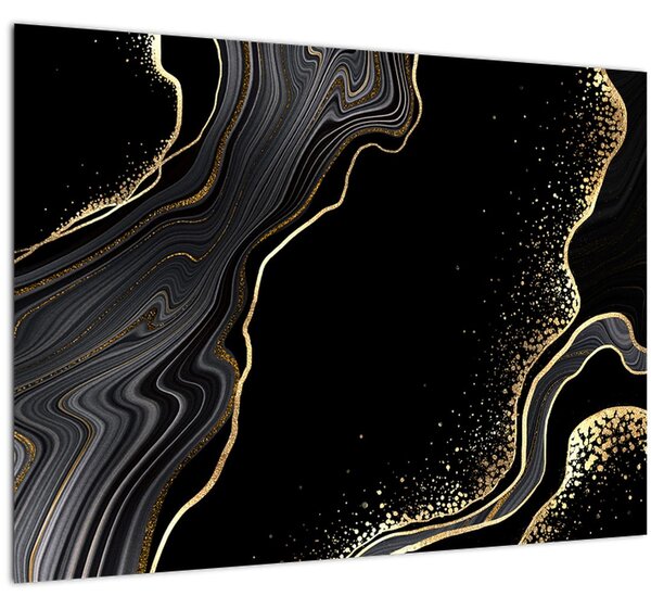 Kép - Fekete és arany márvány (70x50 cm)