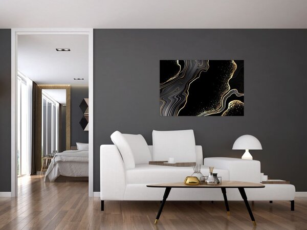 Kép - Fekete és arany márvány (90x60 cm)