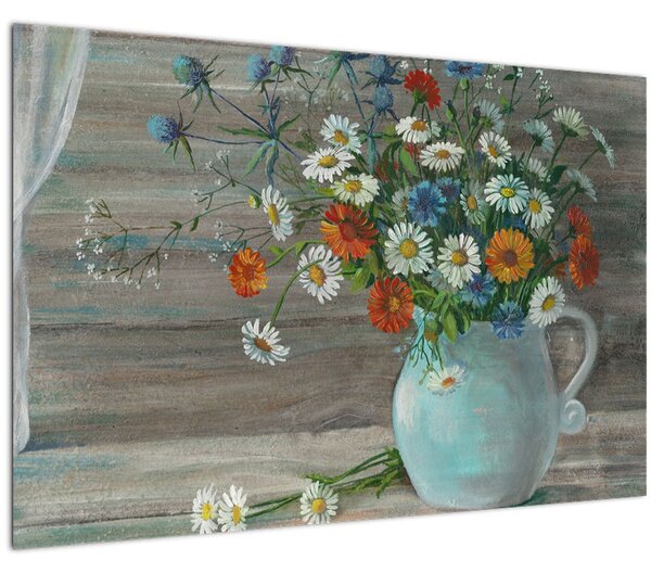 Kép - réti virágok, olajfestmény (90x60 cm)