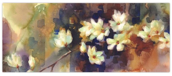 Kép - fehér magnólia, festmény (120x50 cm)