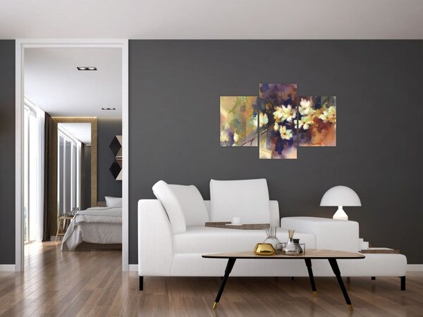 Kép - fehér magnólia, festmény (90x60 cm)