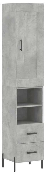 Betonszürke szerelt fa magasszekrény 34,5x34x180 cm
