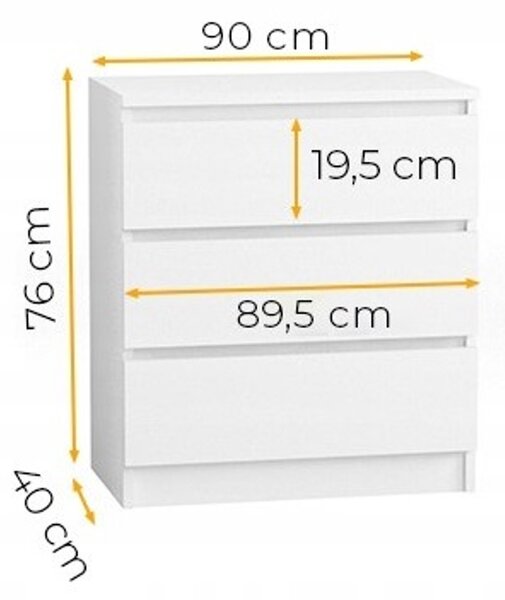 Komód 90/3 cm Fehér