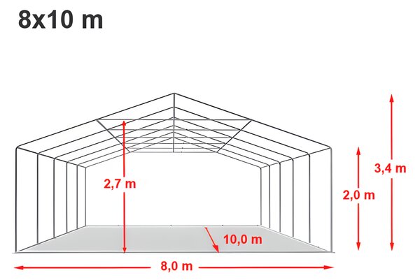 Party sátor 8x10 m PRÉMIUM - tűzálló szín fehér