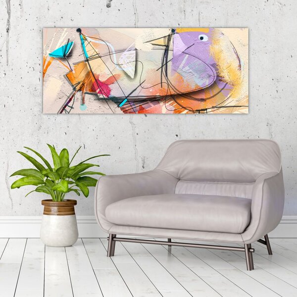 Kép - absztrakció, madár (120x50 cm)