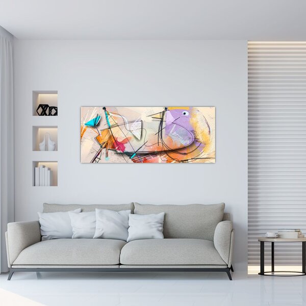 Kép - absztrakció, madár (120x50 cm)