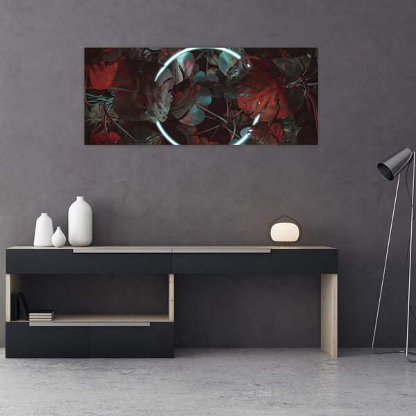 Kép - Neon kör a pálmafák között (120x50 cm)