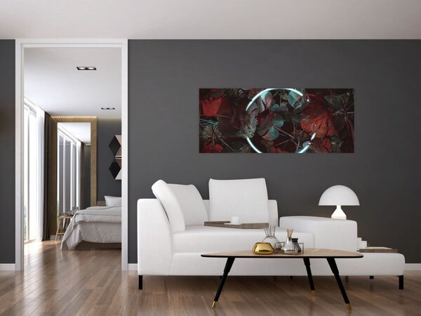 Kép - Neon kör a pálmafák között (120x50 cm)