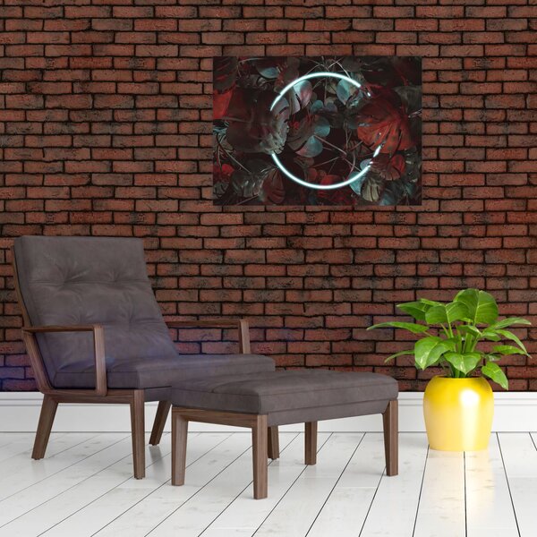 Kép - Neon kör a pálmafák között (70x50 cm)