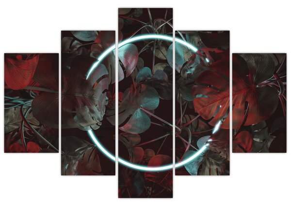 Kép - Neon kör a pálmafák között (150x105 cm)