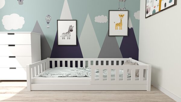 Gyermek Montessori ágy PINELO 90 x 200 cm, fehér Ágyrács: Ágyrács nélkül, Matrac: Matrac nélkül