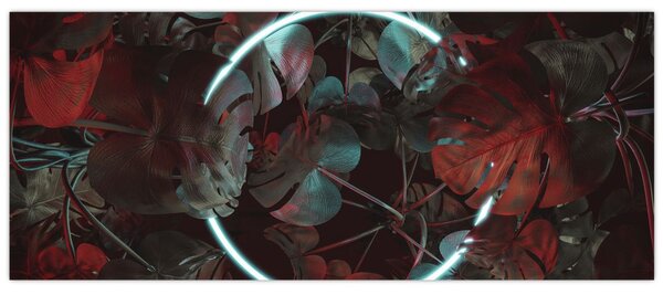 Kép - Neon kör a pálmafák között (120x50 cm)
