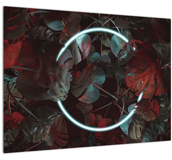 Kép - Neon kör a pálmafák között (70x50 cm)