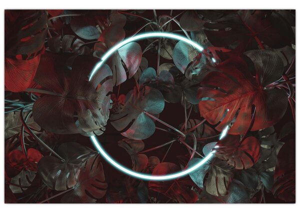 Kép - Neon kör a pálmafák között (90x60 cm)