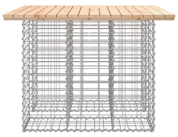 Tömör fenyőfa kerti asztal gabion mintával 100 x 102 x 72 cm