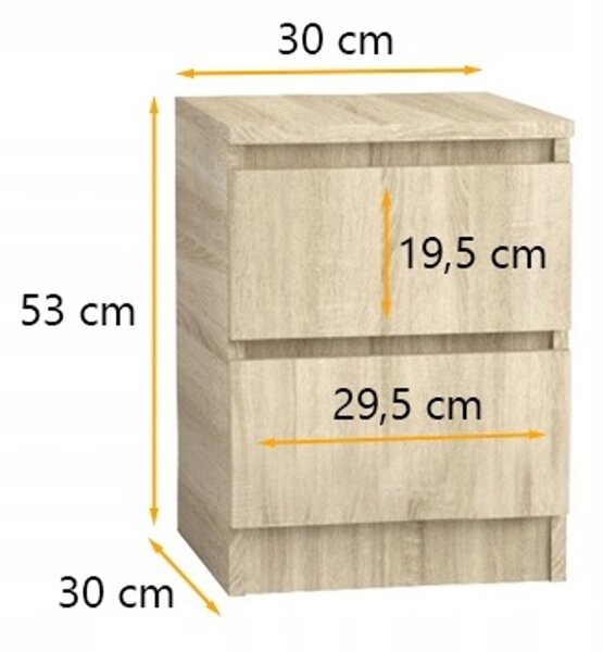 Éjjeli szekrény 30/2 cm Fehér