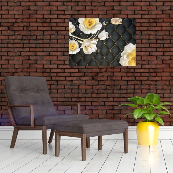 Fehér rózsa virágok képe (70x50 cm)