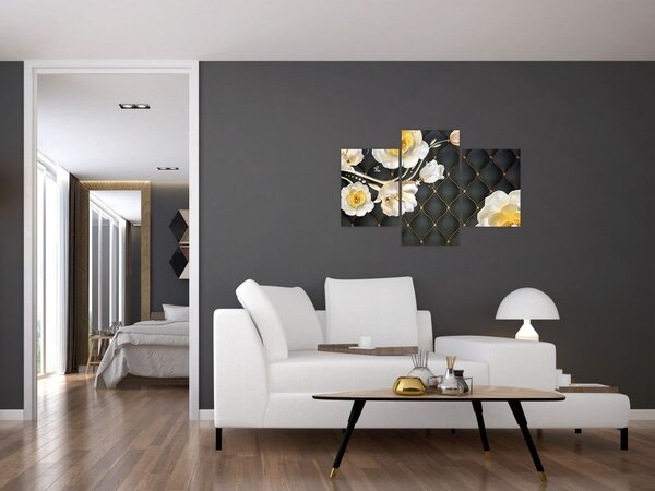 Fehér rózsa virágok képe (90x60 cm)