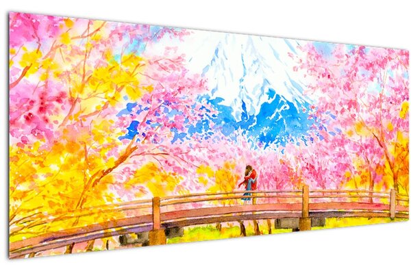 Kép - festett pár, akvarell (120x50 cm)