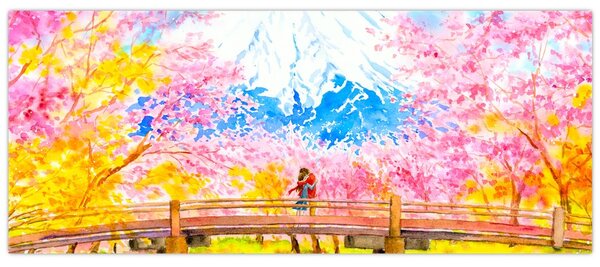 Kép - festett pár, akvarell (120x50 cm)