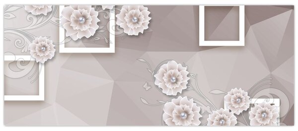 Kép bézs virágokkal (120x50 cm)