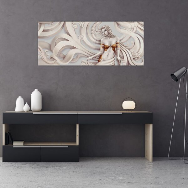Az istennő képe virágmotívummal (120x50 cm)