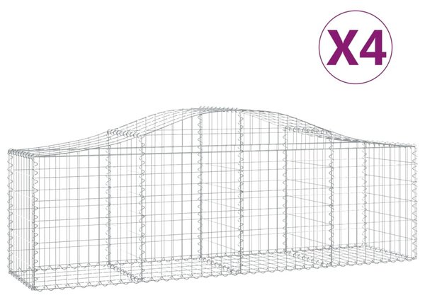 4 db íves horganyzott vas gabion kosár 200x50x60/80 cm