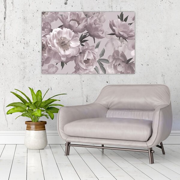 Kép - Vintage bazsarózsa virágok (90x60 cm)
