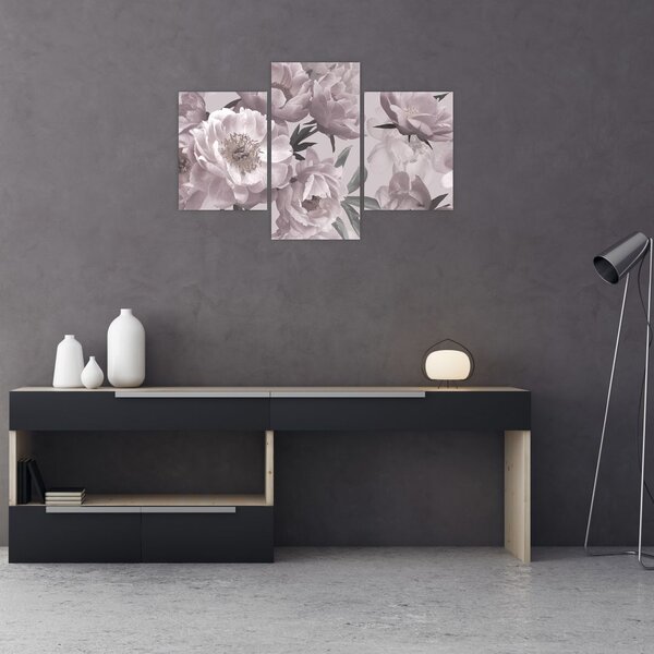 Kép - Vintage bazsarózsa virágok (90x60 cm)