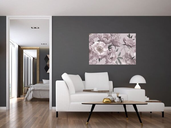 Kép - Vintage bazsarózsa virágok (90x60 cm)