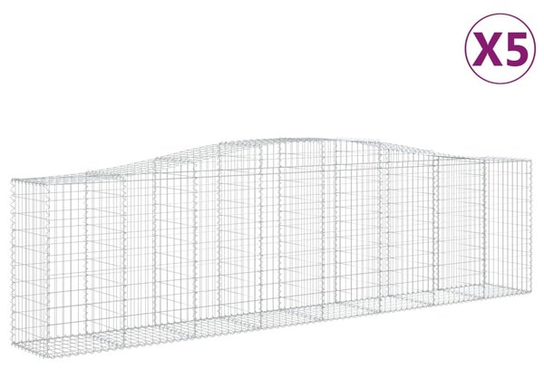 5 db íves horganyzott vas gabion kosár 400x50x100/120 cm
