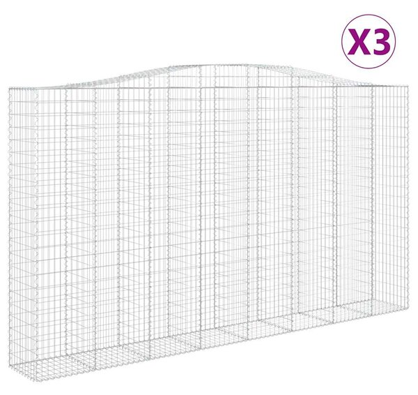 3 db íves horganyzott vas gabion kosár 400x50x220/240 cm