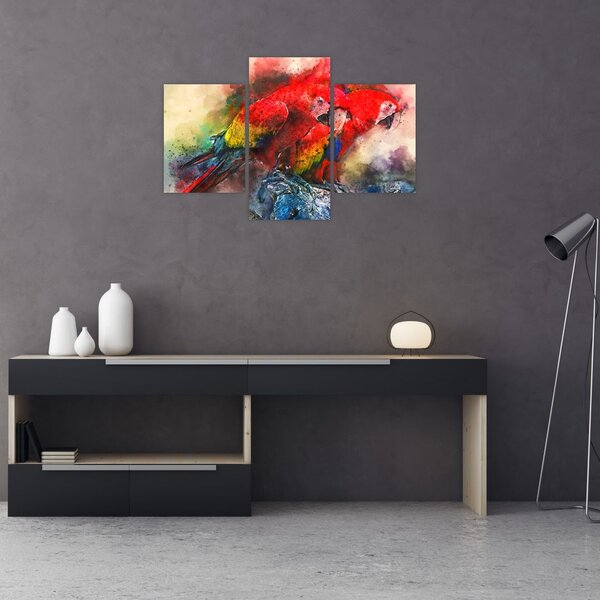 Vörös ara papagájok képe (90x60 cm)