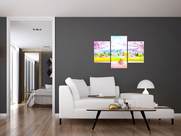 Kép - festett szarvas, akvarell (90x60 cm)