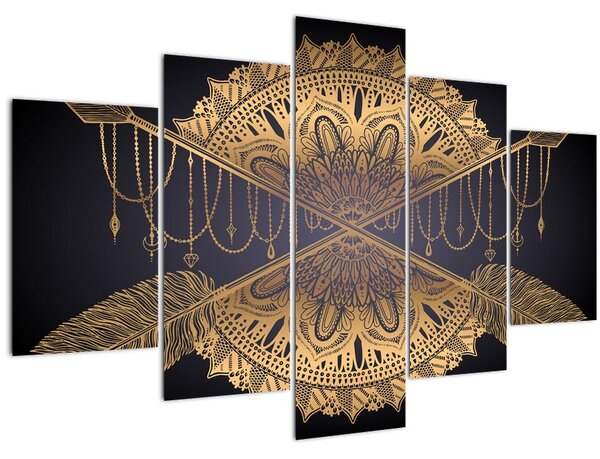 Kép - Arany mandala nyilakkal (150x105 cm)