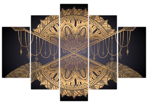 Kép - Arany mandala nyilakkal (150x105 cm)